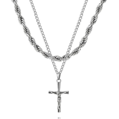 Cross Necklace Set (White Gold)