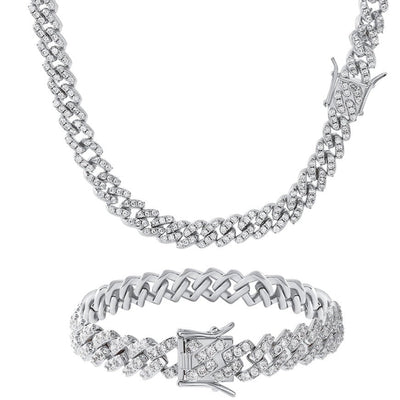 Iced Cuban Chain 10mm Set (White Gold)