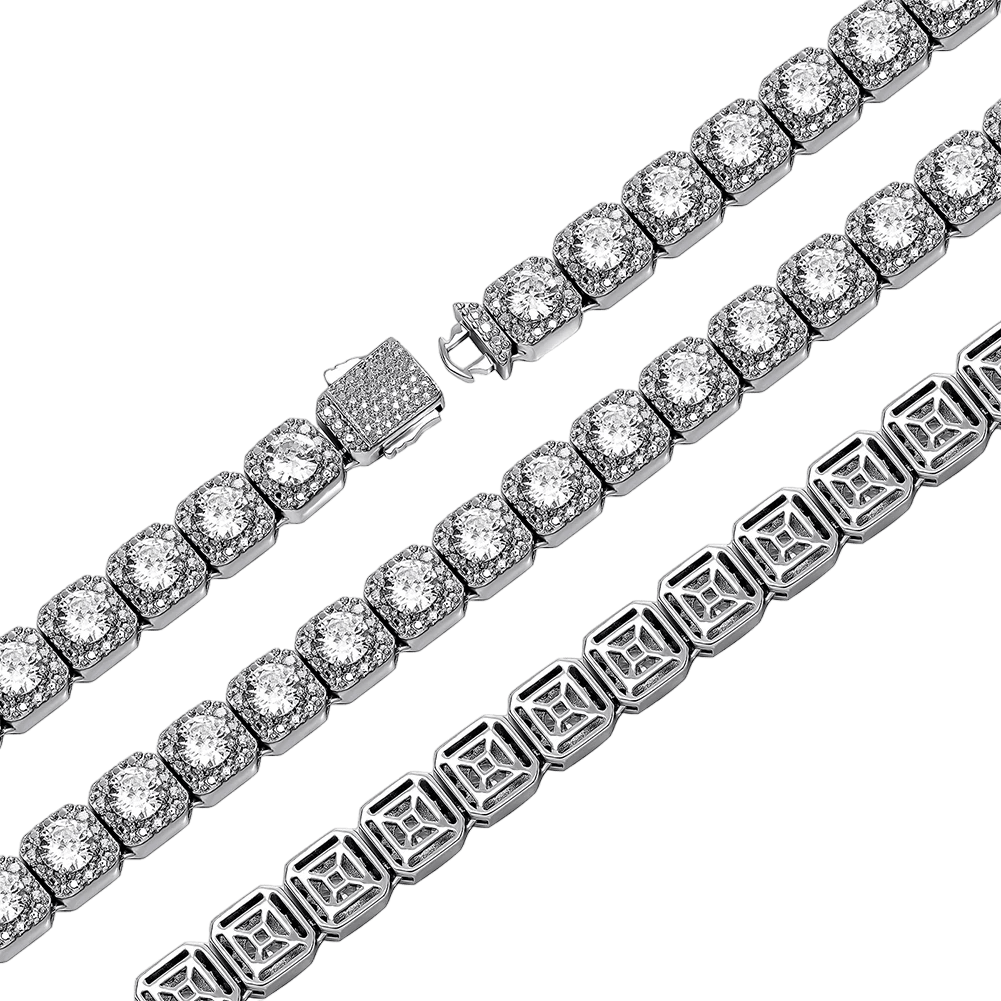 10MM Diamond Clustered Tennis Chain