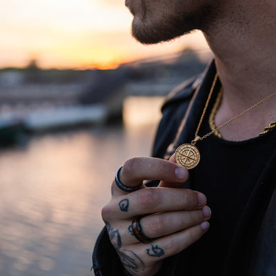 Compass Necklace Set (Gold)