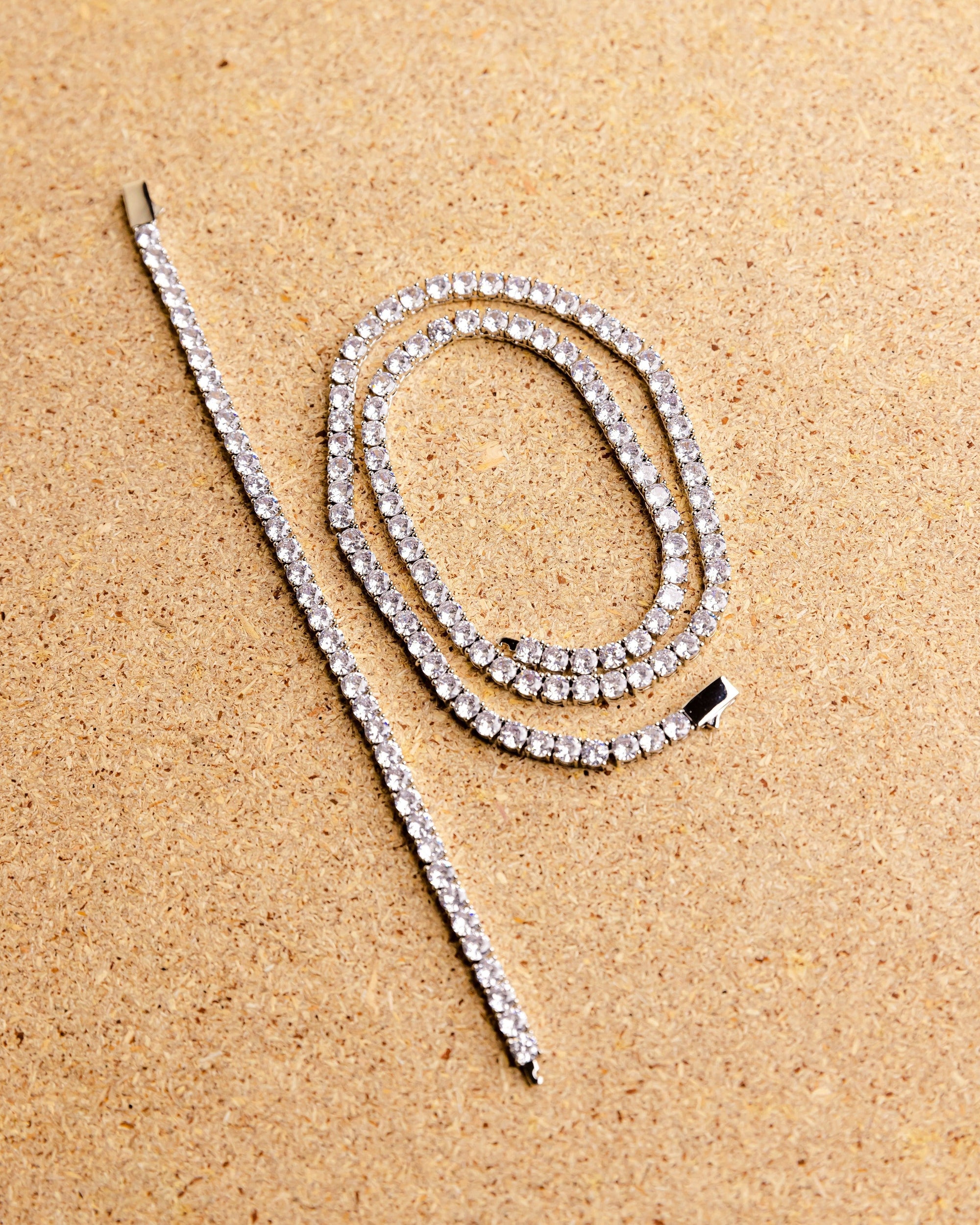 Tennis Chain Set (White Gold)