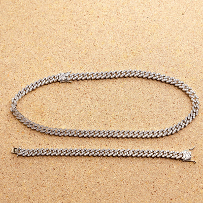 Iced Cuban Chain 10mm Set (White Gold)