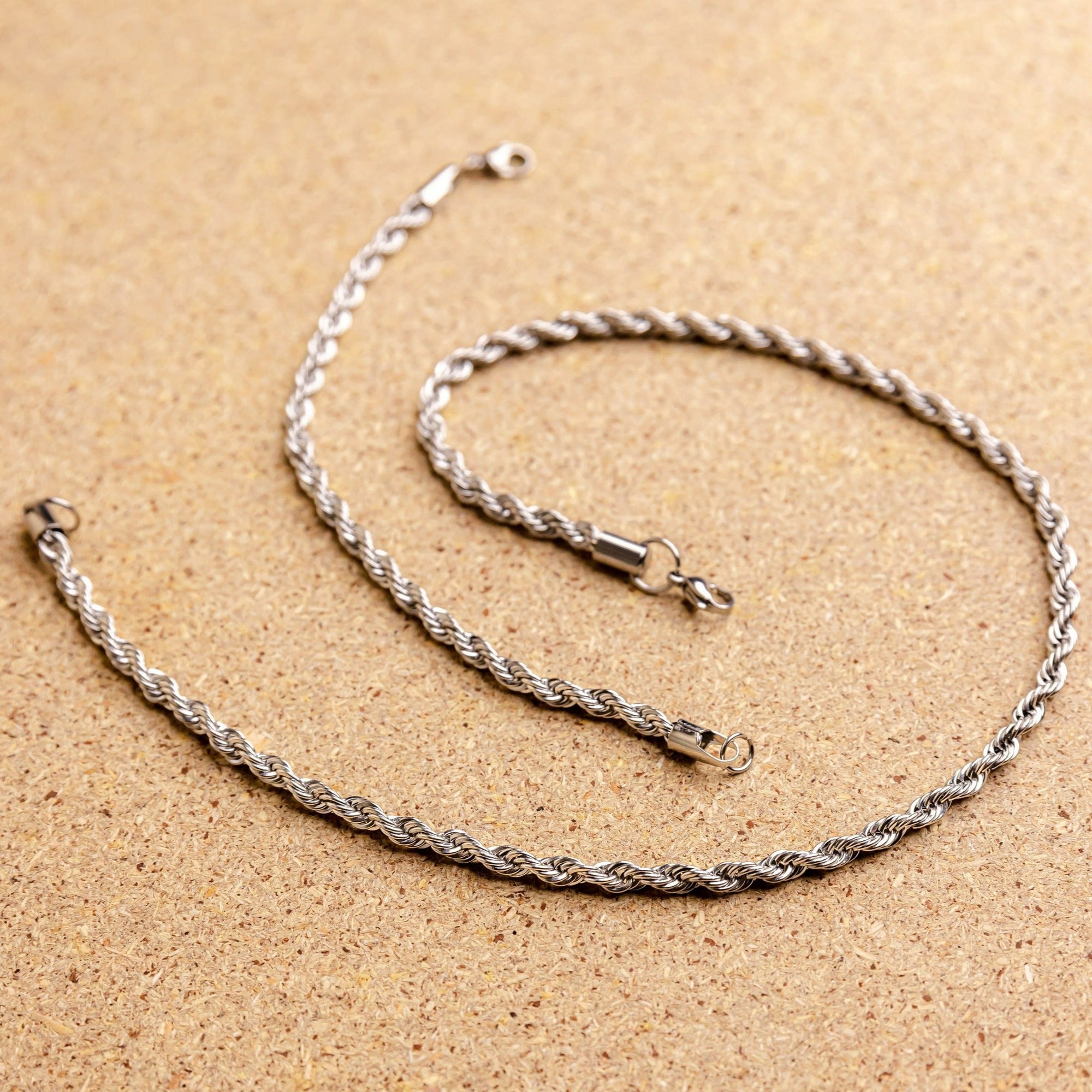 Rope Chain Set (White Gold)
