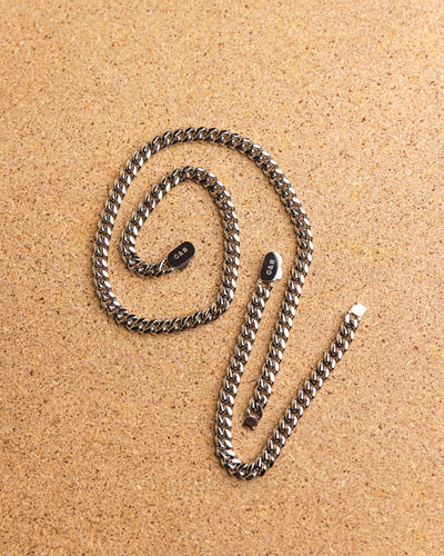 Cuban Chain 8mm Set (White Gold)