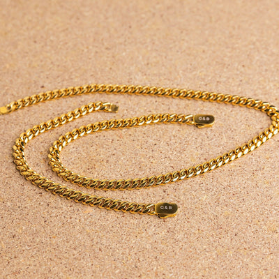 Cuban Chain 8mm Set (Gold)