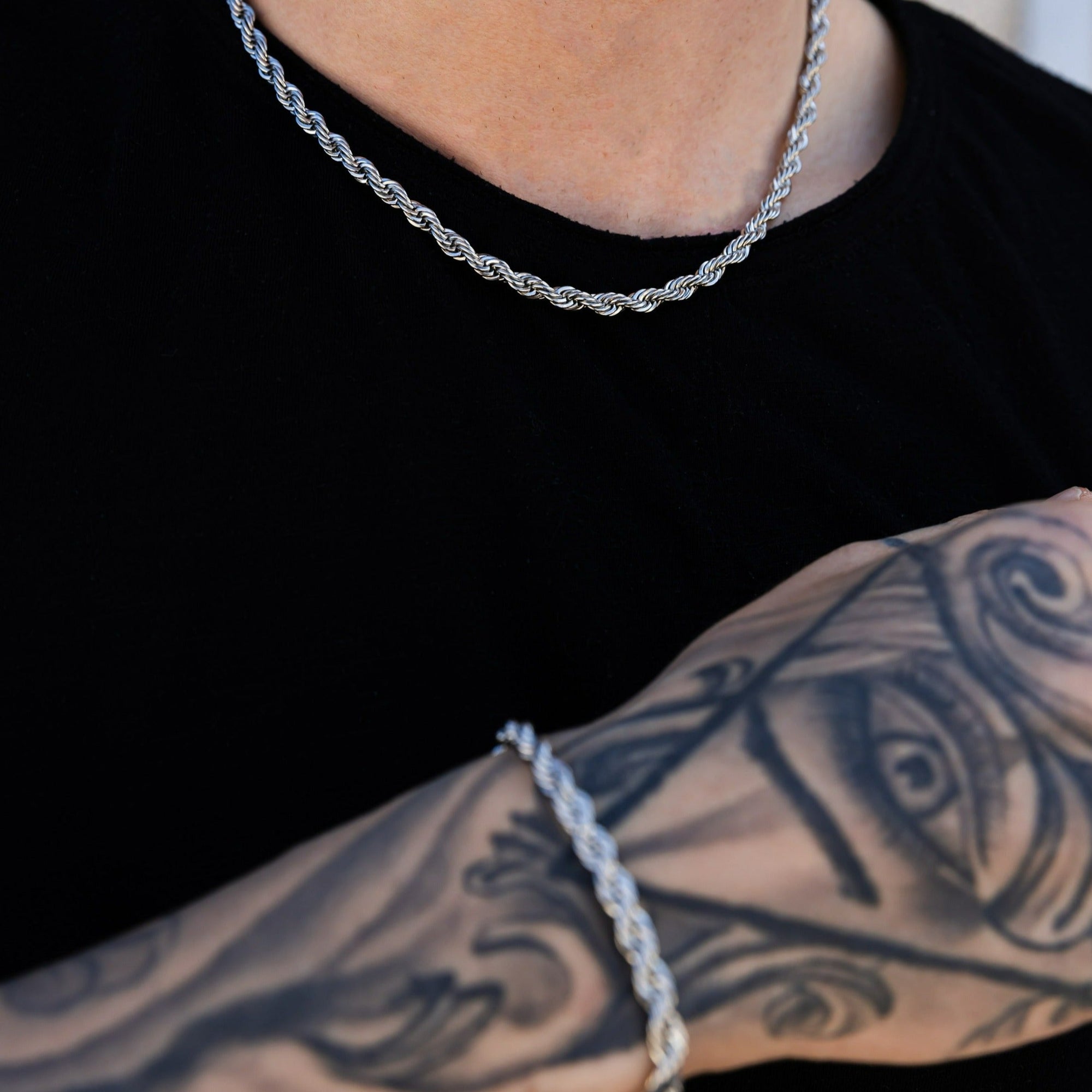 Rope Chain Set (White Gold)