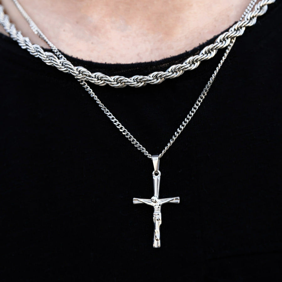 Cross Necklace Set (White Gold)