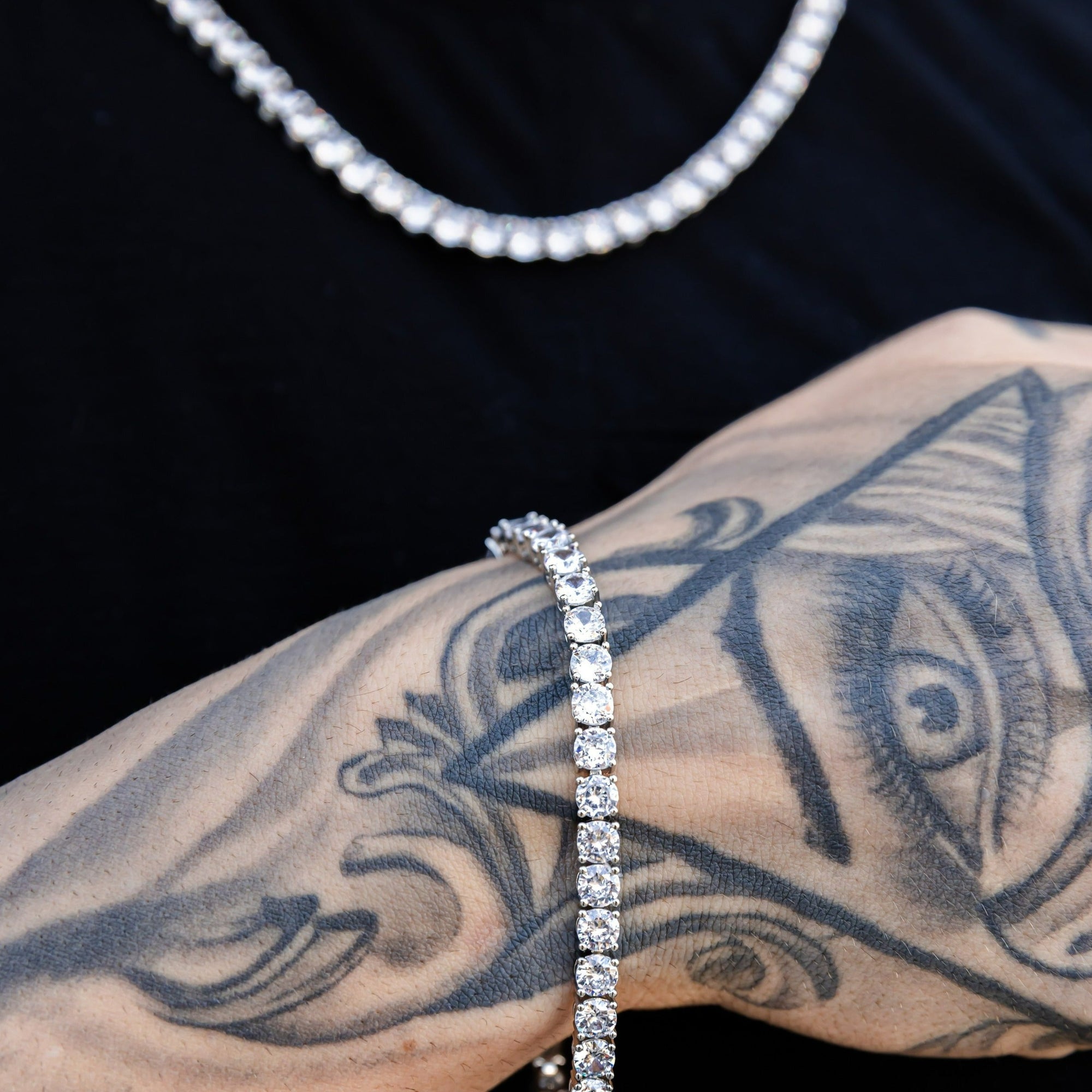 Tennis Chain Set (White Gold)