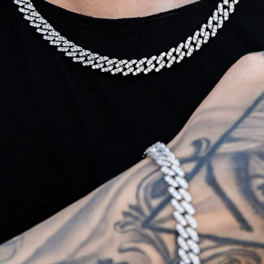 Iced Cuban Chain 10mm Set (White Gold)