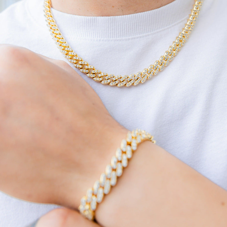 Iced Cuban Chain 10mm Set (Gold)