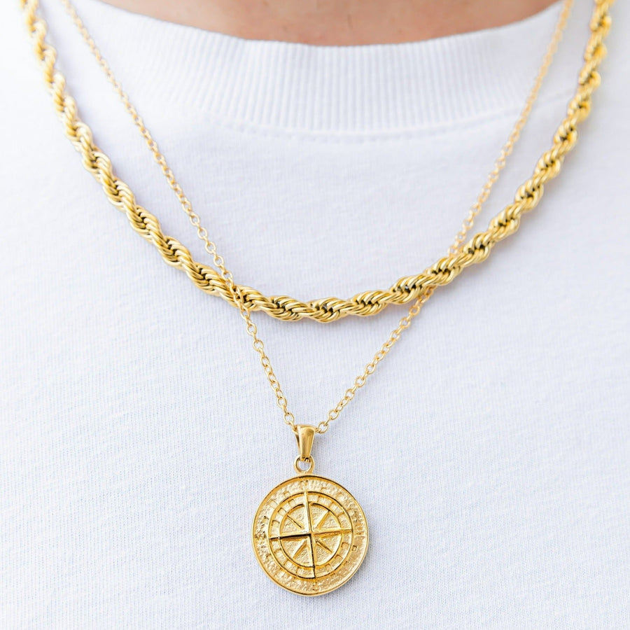 Compass Necklace Set (Gold)